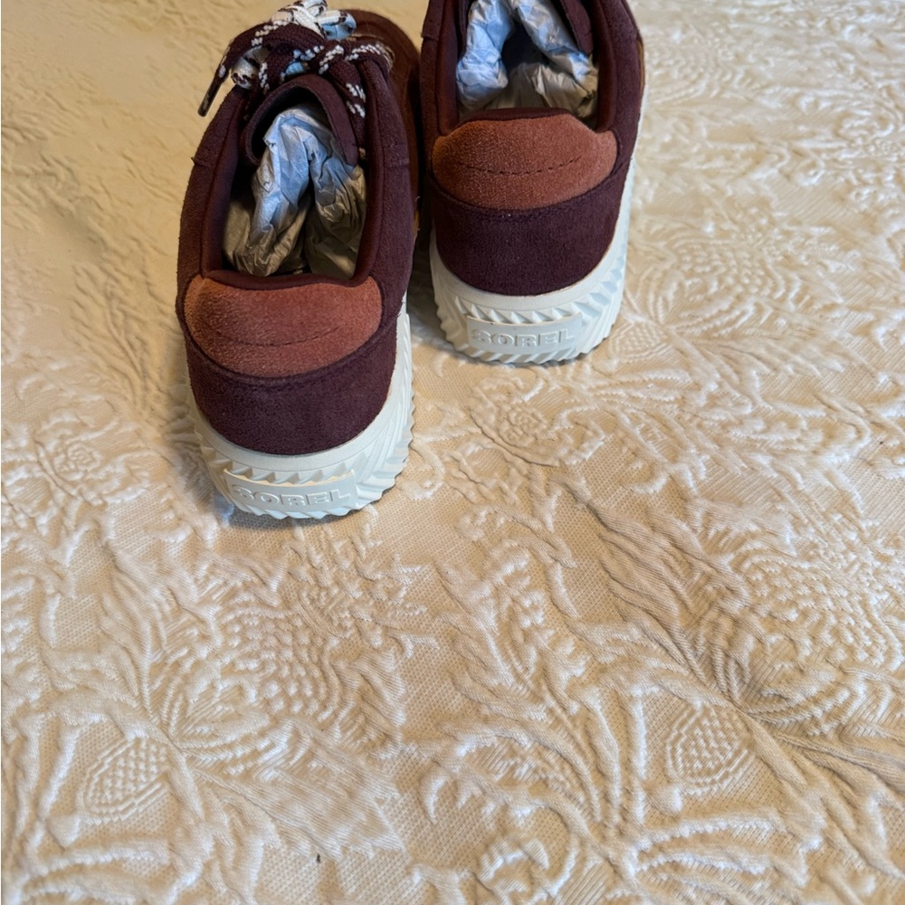 Sorel Burgundy and Cream Sneakers
